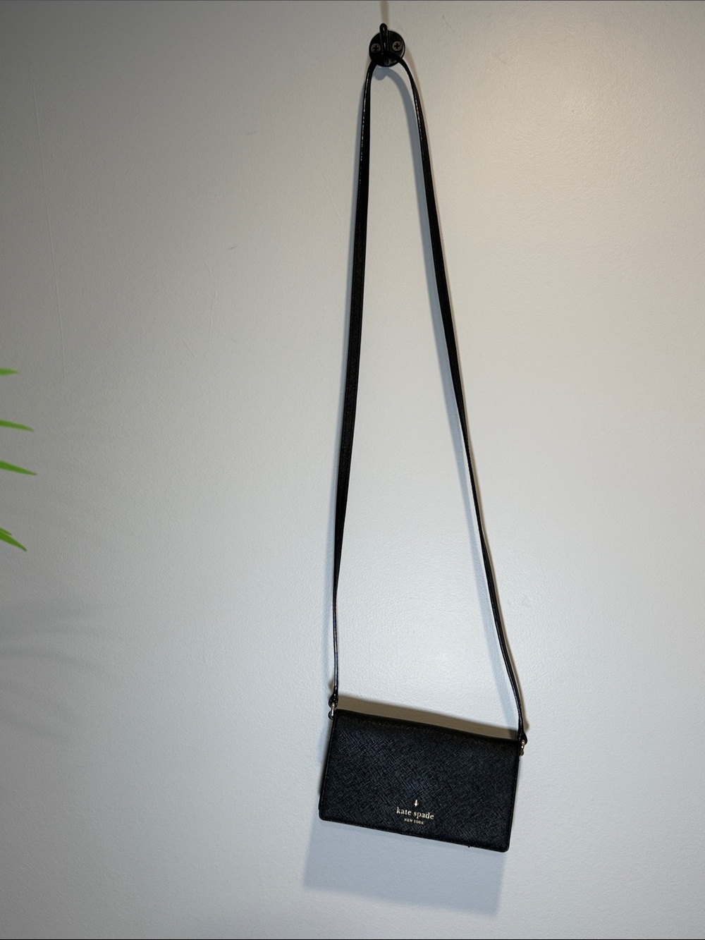 kate spade Black Saffiano Crossbody Wallet